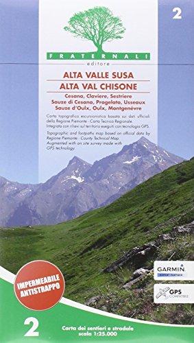 Carta n. 2. Alta valle Susa, alta val Chisone. Carta dei sentieri e stradale scala 1:25.000