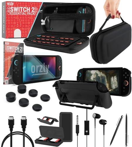 Orzly Accessori per Switch 2 – Custodia e Pellicola Protettiva per Nintendo Switch 2 (2025), Cavo di Ricarica, Porta Giochi, Custodia con Impugnatura Comfort, Cuffie e Altro – Edizione Regalo
