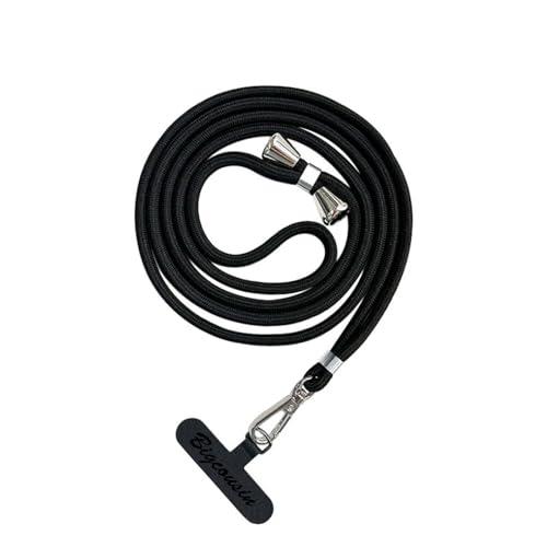 Cordino per Cellulare Universale,Regolabile Cordino da Collo Nylon Catena Collana Tracolla con Toppa di Fissaggio Compatibile con Smartphone dei Casi,Nero