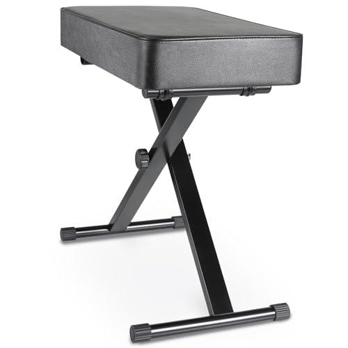 MAMIZO Sgabello Pianoforte Regolabile in Altezza 50-52-54-56CM, Panca Pianoforte Imbottita in PU da 8CM, Sgabello per Pianoforte Digitale Pieghevole, Panchetta Sgabello Pianoforte Bis 100KG, Nero