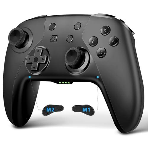 AceGamer Controller per Switch per Switch/Switch 2/OLED/Lite/PC, Wireless Pro Controller per Gamepad Joystick con funzione sveglia con un solo tasto/doppia vibrazione/Pulsante Programmabile (nero)