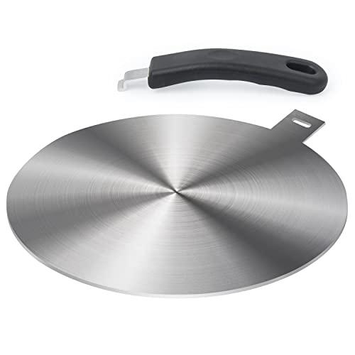 LEUOVE Piattello A Induzione 24cm, Adattatore per Piano Cucina a Induzione, con Manico e Base Separabili, Manico Isolato