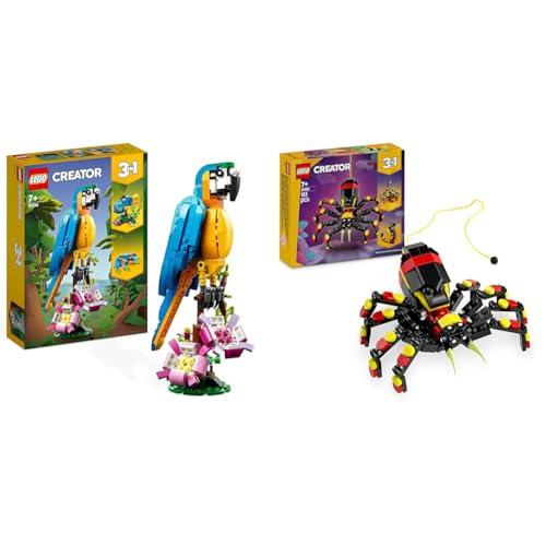 LEGO Creator 3 in 1 Pappagallo Esotico a Rana a Pesce + 3in1 Animali Selvatici: Giocattolo Ragno Sorprendente - Si Trasforma in una Figura di Scorpione o di Serpente 31136 + 31139