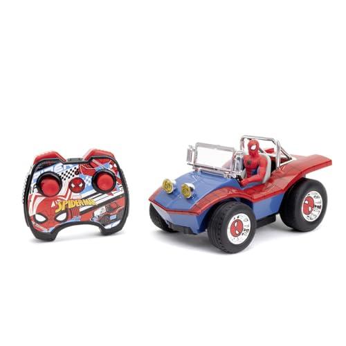 Jada - Marvel Spider-Man Buggy RadioComando, 253223025, +6 anni, con funzione turbo, personaggio di Spider Man incluso, dimensioni: 19 cm, velocità max 9 km/h
