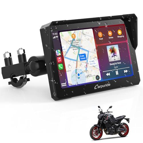 Carpuride W702 Senza Fili Schermata Carplay Per Moto, Portatile CarPlay & Android Auto Per Moto, 7 Pollici Impermeabile Touchscreen,Supporto Bluetooth Trans, Navigazione GPS, Siri.