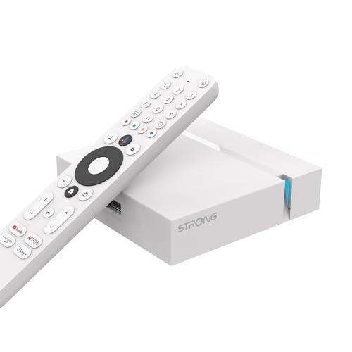 STRONG - Streaming Box Android TV 4K UHD - Leap-S3+ V2 - Chromecast Integrato - Compatibile con Assistente Vocale Google - Dolby Atmos & Dolby Vision - Facile da Installare - Bianca
