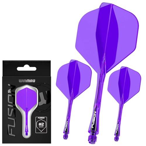 WINMAU Freccette Fusion Sistema Integrato di Volo e Albero - No.2 Forma e Design - Viola, Breve Lunghezza