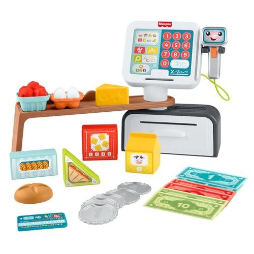 Fisher-Price - Registratore di Cassa, set per l'apprendimento con oltre 150 canzoni, suoni e frasi, 20 accessori inclusi, versione italiano +ES+IN+PT, giocattolo per bambini, 2+ anni, JGX00
