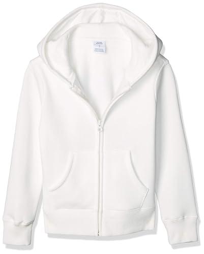 Amazon Essentials Felpe con Cappuccio Foderate in Pile con Cerniera Bambine e Ragazze, Bianco, 11-12 Anni
