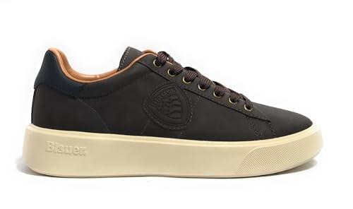 Blauer F5buk01 Sneakers Con Lacci In Ecopelle Da Uomo DARK BROWN/NAVY 43