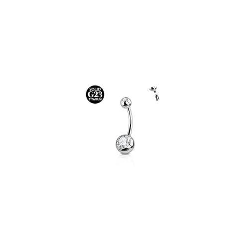 AceFun Piercing ombelico Titanio per donne 14G argento solido Piercing Titanio Ombelico ventre 12MM Argento piercing ombelico titanio chirurgico Piercing Gioielli Curved Barbell Anelli