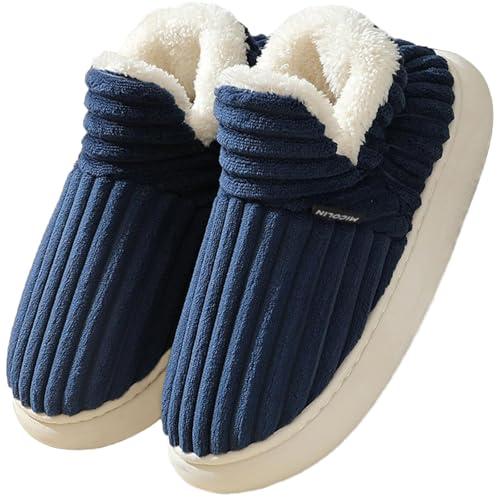 Donpapa Ciabatte Donna Uomo Invernali Pantofole Calde Peluche Chiuse Comode Memory foam Antiscivolo Inverno Scarpe Blu 290