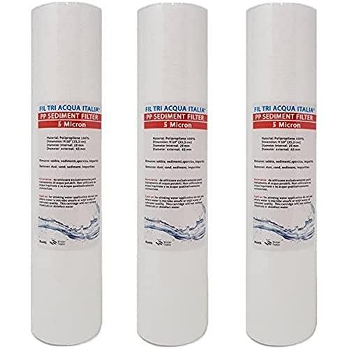 FILTRIACQUAITALIA Cartuccia Filtro A SEDIMENTI 10 Pollici Micron 5 per OSMOSI INVERSA DEPURATORE Acqua Set 3 Pezzi