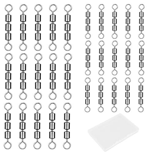 Scettar 30 Pezzi Girelle ad Alta Velocità, 22 mm, 25 mm Girelle da Pesca, Triple Rame Girella con Anello di Trazione in Acciaio Inossidabile, Girella Rotazione di 360 Gradi, Bombarda Pesca Accessori