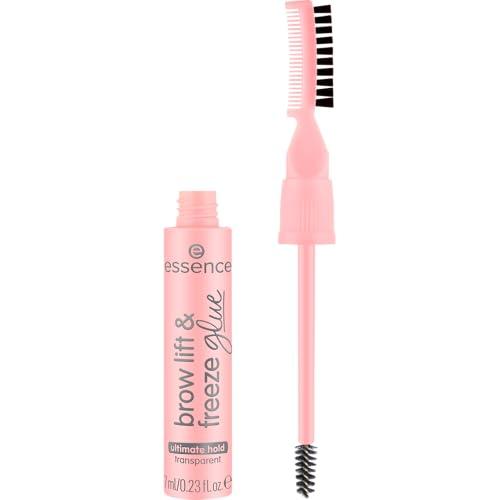 essence brow lift & freeze glue 01 Clear Control, gel sopracciglia trasparente, tenuta ultra forte, finish naturale, applicatore 3-in-1, 7ml