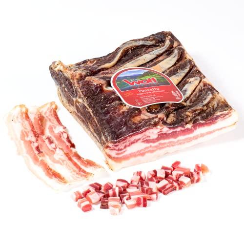 Wolf, Pancetta Stesa, Trancio, Leggera Affumicatura con Legno di Faggio, Carne di Suino Accuratamente Selezionata, Senza Glutine, Sottovuoto, 230 g (min. netto garantito)