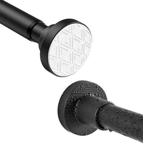 Bastone Tenda a Pressione Estensibile 60-130cm Senza Forare Asta Telescopica in Acciaio Inox Bastone Tenda Doccia Nero Antiscivolo & Mai Rustico per Finestra, Armadio, Porta