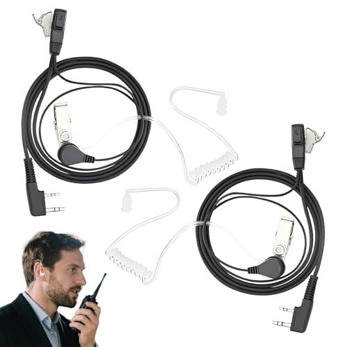 Set di 2 auricolari per walkie talkie a 2 pin, per cuffie (150 cm), compatibili con la radio bidirezionale Kenwood Baofeng Uv-5r 888s Rt24 Rt27 Hesenate Ht999