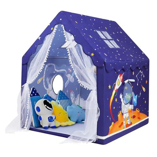 Tenda da Gioco per Bambini, Casetta dei Giochi per Interni ed Esterni, Grande Capanna per Ragazzi con Finestra e Borsa, Tenda per Bambini Regalo di Compleanno 120×100×130 cm, Astronauti
