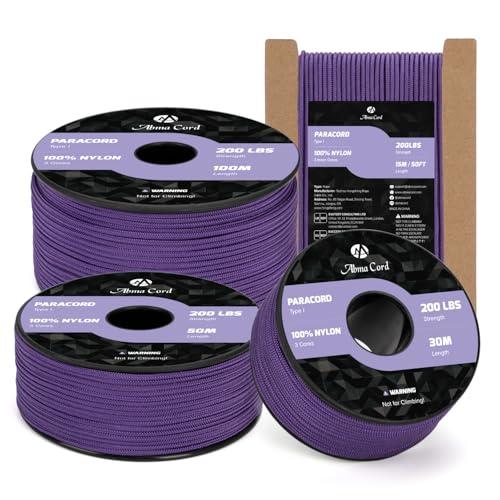 Abma Cord Paracord 2mm 15m Corda Nylon 3 Fili Tipo I Corda Paracord per Fai da te, Campeggio, Attività All'aperto - Max. 90kg (200lbs) - Viola
