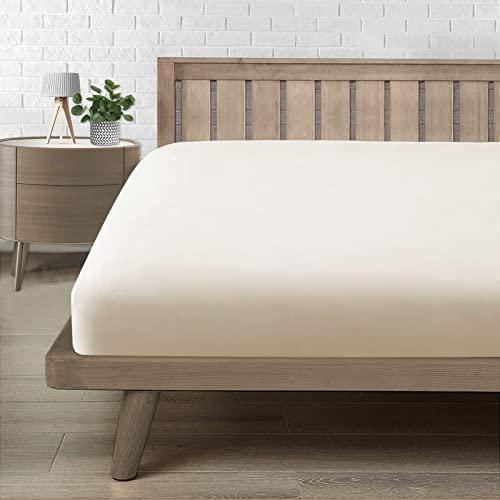 Lenzuolo Sotto con Angoli Matrimoniale 160, Lenzuolo in Premium Microfibra Certifié Oeko-TEX®, Lenzuola Letto Matrimoniale Confortevole Morbido Traspirante Beige 160x190/200 H30 cm