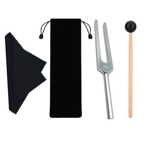 Diapason Da 432Hz,Diapason in Acciaio Inox,Diapason, diapason martello in silicone,Diapason 432 Hz con martello e tessuto per il diapason definitivo di guarigione e rilassamento