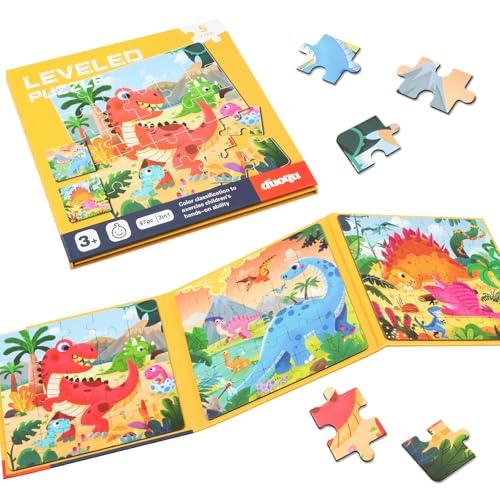 Aolso Puzzle Magnetici Giochi per Bambini 3-7 Anni, Giocattolo Montessori, Puzzle Animali Magnetico Gioco,Giochi da Viaggio per Bambini 2 Anni-Dinosauro