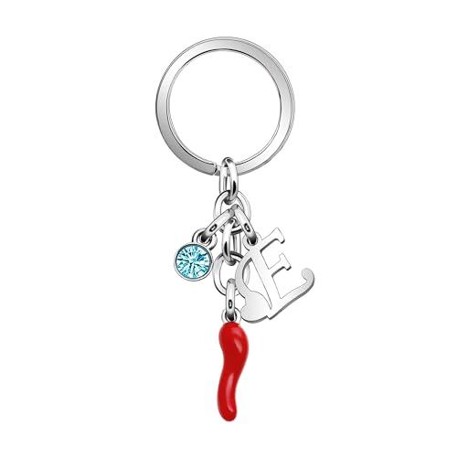 Aosyoisk Portachiavi Nome lettera iniziale. Personalizzato Corno di pecora rosso Amulet ciondolo Portachiavi regalo Per Festa della mamma,Compleanno,San Valentino,Anniversario