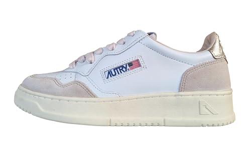 AUTRY Scarpe Sneakers Donna in Pelle e camoscio Bianco AULM LS75 Bianco Oro (Bianco Oro, Sistema Taglie Calzature EU, Adulto, Numero, Media, 39)
