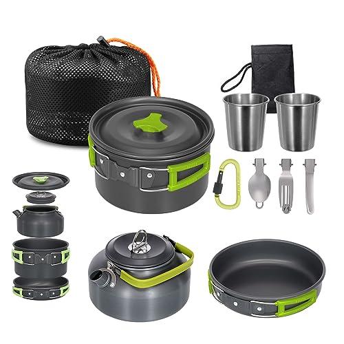 Lixada Set Pentole da Campeggio, Set di Pentole per Bollitore Portatile Leggero, Cucchiaio, Forchetta per Picnic, Escursionismo