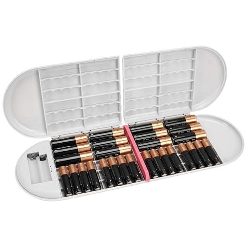 Linkidea Custodia per batterie con tester, Organizer portatile per batterie AA 12, Scatola per batterie a strato singolo