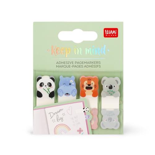 Legami - Segnapagina Adesivi Keep in Mind, 80 Segnapagina Adesivi (20 x 4), Adesivi Scrivibili e Removibili, Tema Cute Animals, 7 x 5.5 cm