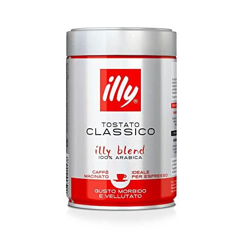 illy Caffè macinato per espresso Tostato CLASSICO, Barattolo da 250 Grammi