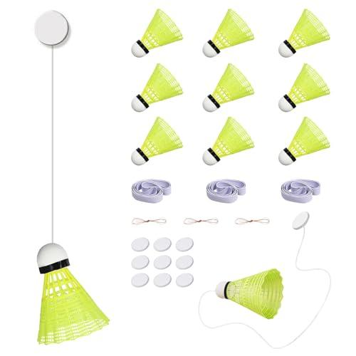 Keboyoe 9 Pezzi Allenatore di Badminton per Giocatore Singolo Kit Badminton Rebound Trainer Allenamento di Badminton Auto Pratica Colpi, Servizi e Reazione a Casa - Ideale per Principianti ed Esperti