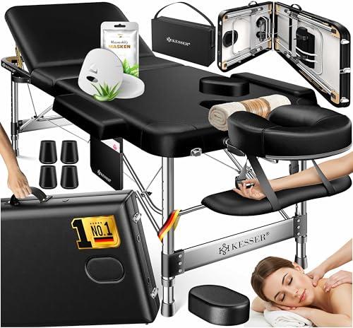 KESSER® Lettino da massaggio mobile pieghevole e regolabile in altezza a 3 zone Lettino da massaggio Lettino cosmetico Lettino terapeutico largo Alluminio + 10x poggiafaccia