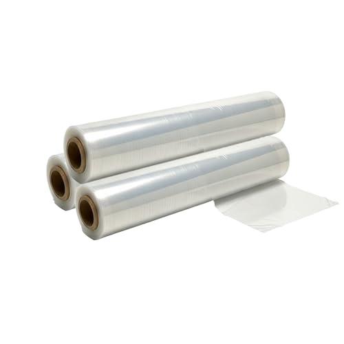 Pellicola Estensibile Trasparente, 3 Pezzi 55 cm x 250 m, 23 Micron, Alta Resistenza per Imballaggio, Traslochi e Magazzino, Film Autoadesivo Silenzioso