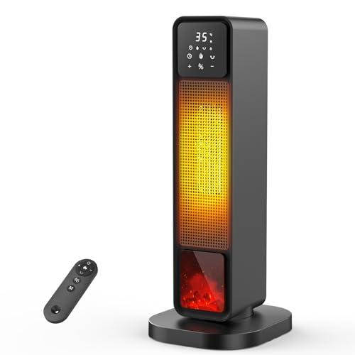 Stufa Elettrica Basso Consumo: 2200W Riscaldamento Casa Stufetta,Silenzioso,Timer 8H,Anti - Ribaltamento,Touchscreen/Telecomando,illuminazione Ambientale con Fiamma, per camere da letto e uffici