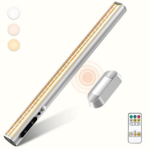 bravzurg Lampada da Scrivania Senza Fili con Sensore di Movimento, Lampada Tavolo Magnetica Ricaricabile, Luce LED Sottopensile con Telecomando, per Cucina Specchio Bagno Muro Armadio Mensola Monitor
