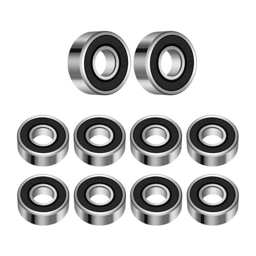 ANGEEK 10 pezzi 627-2RS cuscinetto a sfere 7 mm x 22 mm x 7 mm, prelubrificato, doppia tenuta, 627RS cuscinetto a sfere a gola profonda