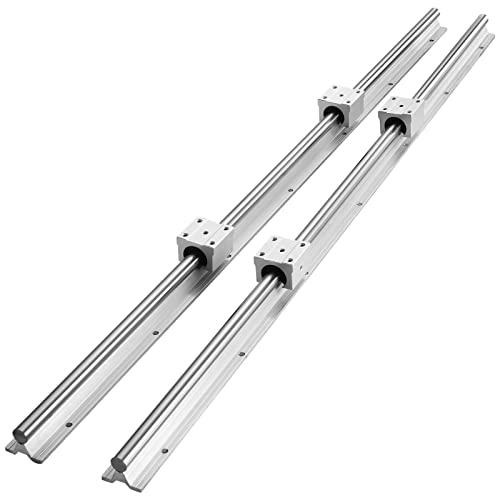 VEVOR Guida Scorrevole Lineare SBR20 per Cassetti 2 Pezzi Lunghezza 1000mm 4 Cuscinetti SBR20UU, Binario di Guida 2 Pz per Scorrimento per Cassetti Mobili in Acciaio al Carbonio Carico Statico 1370N