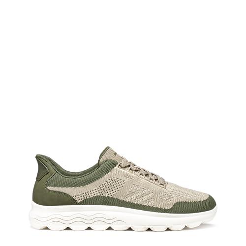 Geox Scarpe da Ginnastica da Uomo U SPHERICA Plus E, Colore Verde Oliva/Sabbia, 42 EU