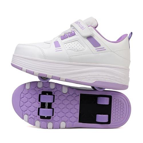 Scarpe da Skateboard a Due Ruote per Ragazze e Ragazzi, Scarpe da Ginnastica con Ruote Retrattili, Scarpe Pattini per Bambini, Perfette per Feste, Compleanni, Pasqua, Natale