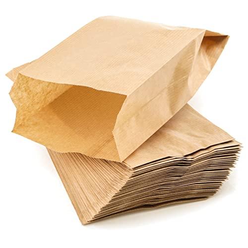 PACKRA - Sacchetti Carta Kraft, Buste Regalo di Carta, Sacchetti Alimentari carta Piccoli, Sacchetti Pane per Trasportare Articoli e Acquisti da Asporto, Cibo, Libri (50 pezzi, 15cm x 27cm x 6cm)