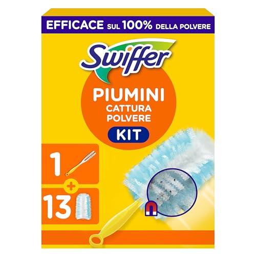 Swiffer Duster Piumini Cattura Polvere, 1 Manico e 13 Piumini, Cattura e Intrappola Polvere e Sporco, Raggiunge I Punti più Difficili della Casa, Maxi Formato