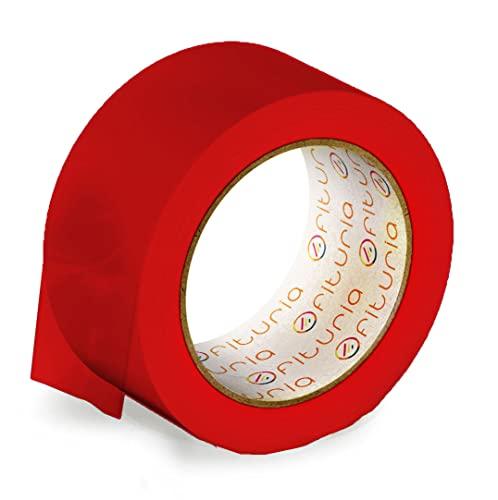 OFITURIA Nastro Adesivo, Colore Rosso, Nastro per Imballaggio e Organizzazione di Scatole e Spedizioni, Sigillo di Vari Colori Vivaci 66 mt x 48 mm (1 unità - Rosso)
