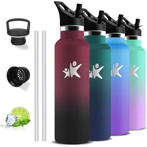 Borraccia Termica, Borraccie 1 litro, Senza BPA, Borraccie con Cannuccia, Senza Perdite, Bottiglia Termica, Borraccia Acciaio Inox, Doble Aislamiento, Bottiglia per Campeggio, Palestra, Trekking