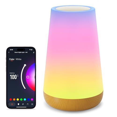 Auxmir Lampada da Comodino Smart, Lampada da Tavolo Compatibile con Apple Homekit, Alexa e Google Home, Luce Notturna Wifi Vocale e Touch, LED Dimmerabile 256 Colori RGB, Lampada Comodino Intelligente