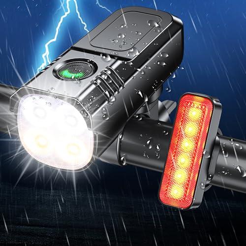 Babacom Luci Bicicletta LED, [8+6 Modalità & Faretto + Luce Diffusa] Luci Bici Anteriore e Posteriore, 1300 Lumen & Impermeabile IP65, Ricaricabili USB Alluminio Luci di Stop per Moto, MTB, Corsa