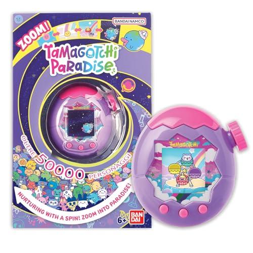 TAMAGOTCHI Bandai Paradise Cielo - Animale Virtuale da accudire Interattivo in italiano, rotella di zoom - Modello Cielo Viola e Rosa - Giocattolo per Bambini dai 6 anni in su - 43423