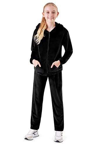 CityComfort Tuta Bambina Ragazza Velluto 5-14 Anni (Nero, 13-14 Anni)